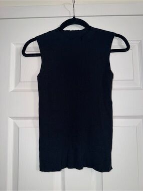 SHEIN Black Ribbed Mock Neck Sleeveless Tank Top